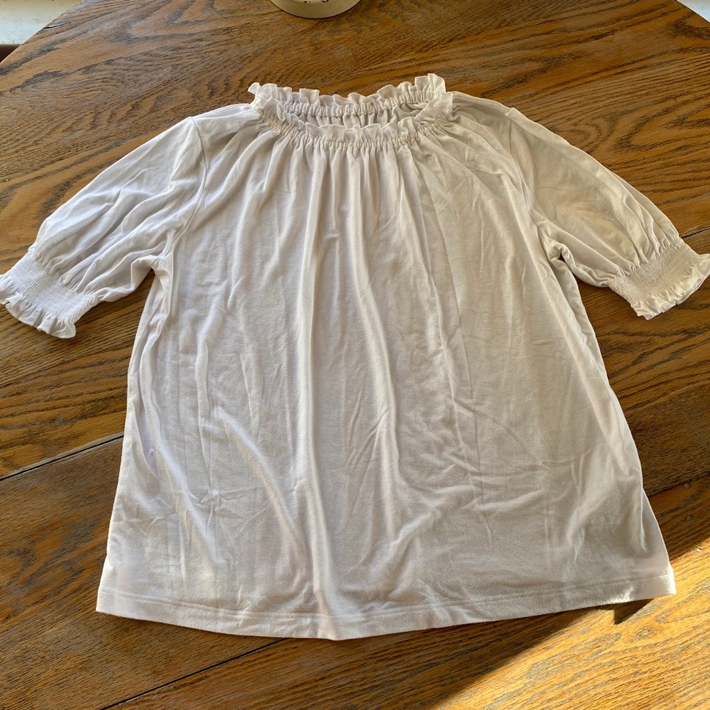 BODEN elasticized neck/cuff white knit top/11/12 kids